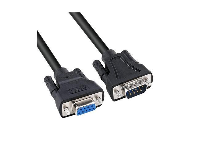 BUCIER DB9 RS232 Serial Cable Male to Female Extension Null Modem Cord Cross TXRX line for Data Communication 6 Feet Black