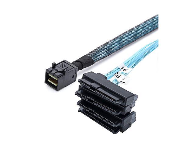 BUCIER SFF8643 Internal Mini SAS HD to 4 29pin SFF8482 connectors with SAS 15pin Power Port 12GBS Cable 1M