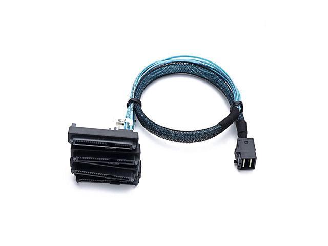 BUCIER SFF8643 Internal Mini SAS HD to 4 29pin SFF8482 connectors with SAS 15pin Power Port 12GBS Cable 1M