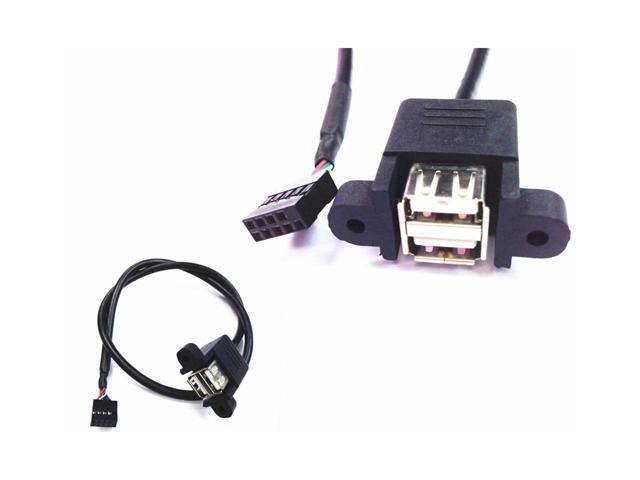 BUCIER 50cm Dual USB 2.0 A female panel mount - 10P 0.1' header motherboard cable