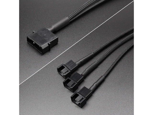BUCIER 2 Pack Molex to 3 x 3 Pin or 4 Pin Computer PC Case Fan Power Splitter Adapter Cable, 10 inch