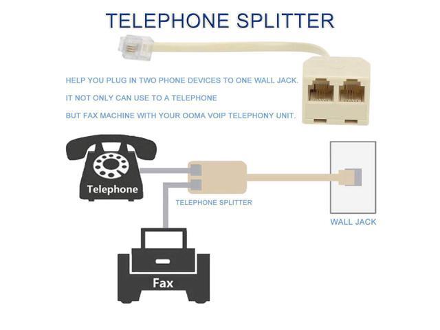 BUCIER Telephone Splitters - RJ11 6P4C Two Way 1 Male to 2 Female Outlet Ports Socket Phone Line Converter Cable Wall Adapter Separator for...