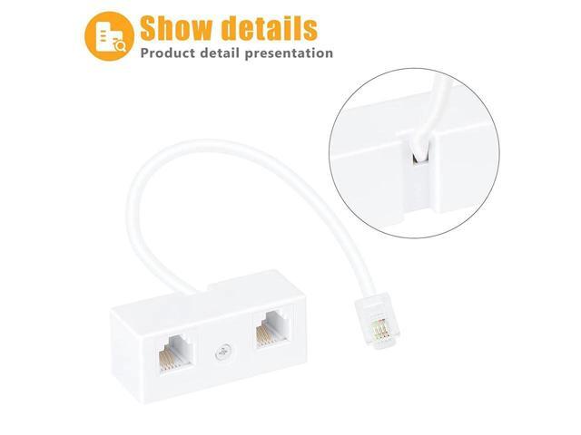 BUCIER Telephone Splitter, RJ11 6P4C 1 Male to 2 Female Adapter, 2 Way RJ11 Telephone Plug to RJ11 Socket and Separator(2 Pack)