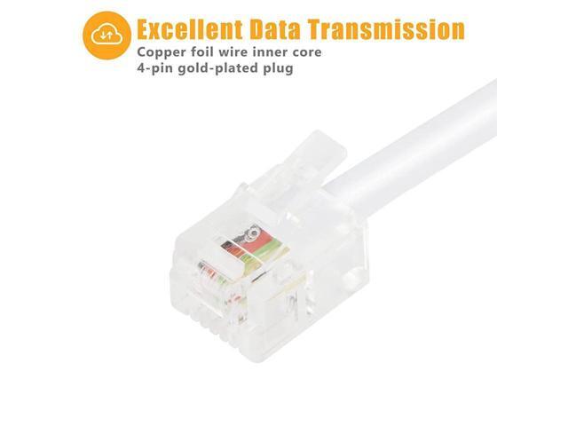 BUCIER Telephone Splitter, RJ11 6P4C 1 Male to 2 Female Adapter, 2 Way RJ11 Telephone Plug to RJ11 Socket and Separator(2 Pack)