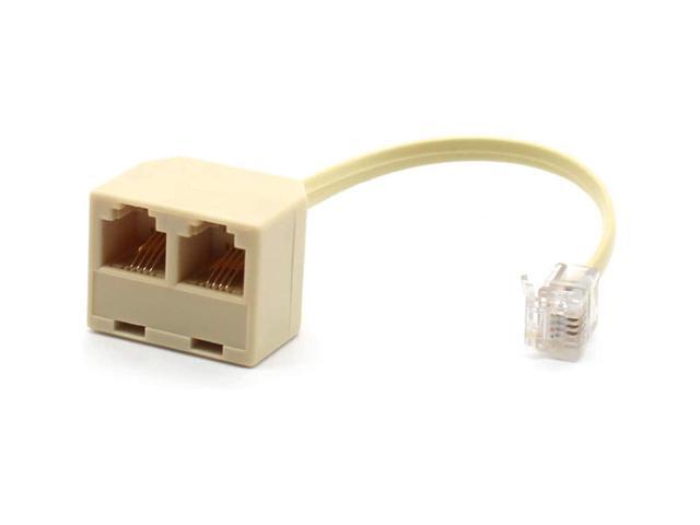 BUCIER RJ11 Male to Dual Female 6P4C Splitter Connector Telephone Adapter Plug Cord Cable Male to 2 Female Converter Separator Cord for Landline (2...