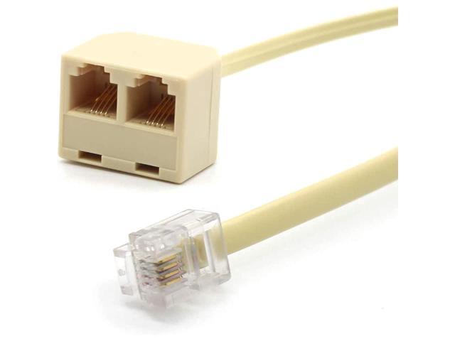 BUCIER RJ11 Male to Dual Female 6P4C Splitter Connector Telephone Adapter Plug Cord Cable Male to 2 Female Converter Separator Cord for Landline (2...