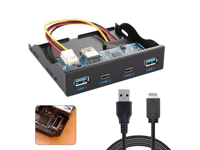 BUCIER USB 3.0 HUB 4 Ports & USB-C Front Panel Motherboard to USB 3.1 Front Panel Header Cable Cord for 3.5' Floppy Bay