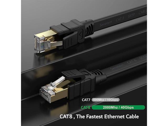 BUCIER Cat 8 Ethernet Cable 1.5 ft High Speed, 26AWG Heavy Duty Shielded Ethernet Cord, 40Gbps 2000Mhz Flat Internet Network Patch Cord,...