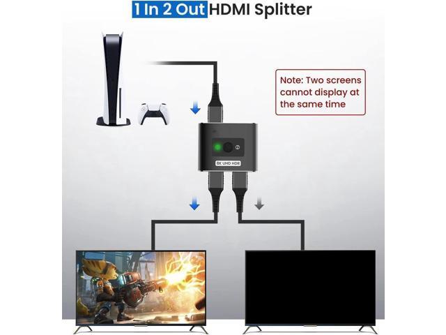 BUCIER HDMI 2.1 Switch 8K HDMI Switcher, 4K 120hz HDR Aluminum Bi-Directional Switch Splitter 2 in 1 Out or 1 in 2 Out, Support High Speed 48Gbps...