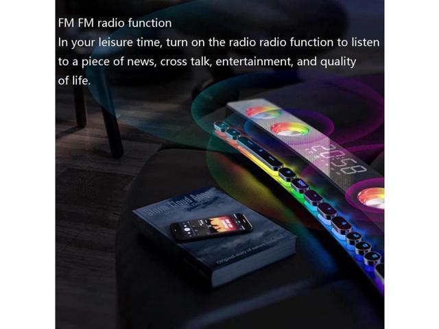 BUCIER Clock Bluetooth Wireless Game Speaker soundbar 3D Stereo Subwoofer,Computer Loudspeaker with Light,soundbar for tv Home Theater (Color:...
