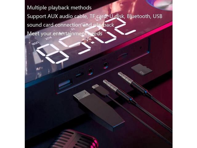 BUCIER Clock Bluetooth Wireless Game Speaker soundbar 3D Stereo Subwoofer,Computer Loudspeaker with Light,soundbar for tv Home Theater (Color:...