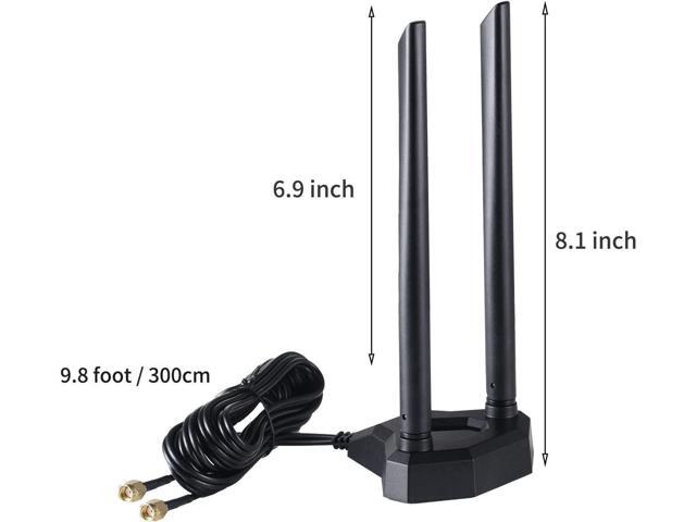 BUCIER Dual Band WiFi 2.4GHz 5GHz 5.8GHz RP-SMA Male WiFi Antenna with Magnetic Base for PC Desktop Computer PCI-E WiFi Network Card USB WiFi...