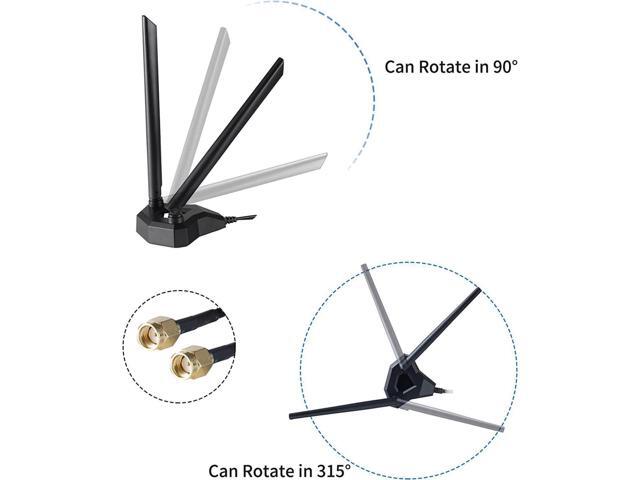 BUCIER Dual Band WiFi 2.4GHz 5GHz 5.8GHz RP-SMA Male WiFi Antenna with Magnetic Base for PC Desktop Computer PCI-E WiFi Network Card USB WiFi...