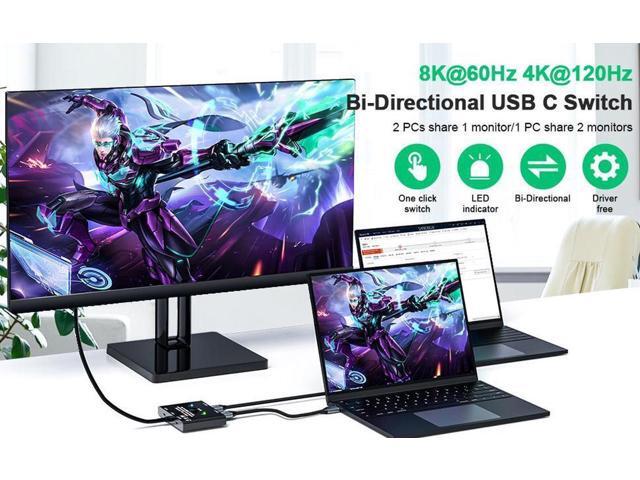BUCIER USB C Switch Bi-Directional Switcher 1 in 2 Out/2 in 1 Out USB Switch Selector 2 Computers Share 1 Devices USB KVM Switch 8K@60Hz Video...