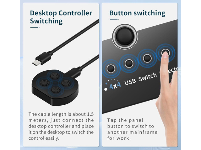 USB 3.0 Switch 4 Computers 3 Computers Keyboard Mouse Switch,4 Port USB Switch Selector Sharing 4 USB Devices,USB Switcher Compatible with...