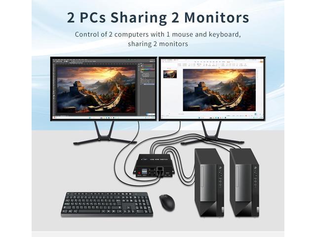 BUCIER Dual Monitor Kvm Switch 2 Monitors 2 Computers HDMI 4k@60HZ,USB3.0. kvm switches 1 Monitors 2 Monitor 2 Computers,USB switcher 2 Computers...
