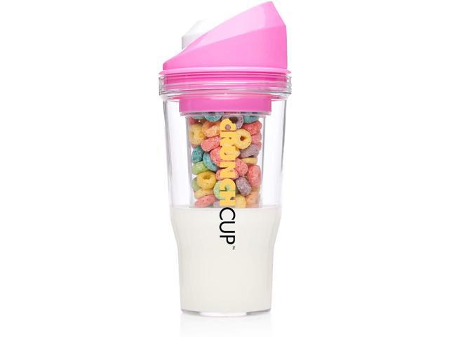 The CrunchCup XL - Pink- - A Portable Cereal Cup Keeps Your Cereal Crunchy Fresh Cereal At Work At Sports