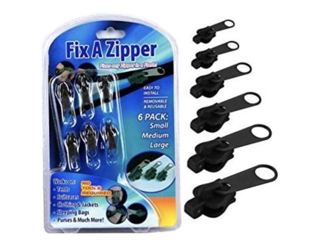 Universal Zipper Repair Kit - Black (Set of 6 for Quick Repairs)