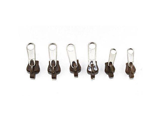 Zipper Fixers (Brown) - 6-Piece Set for Instant Repair