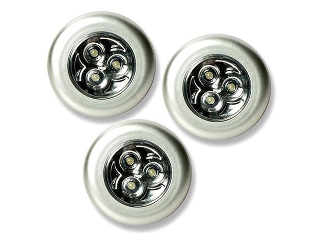 Round Stick 'N' Click - Peel and Stick LED Lights - Set of 3 - Silver -MO
