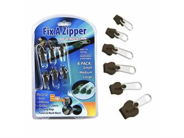 Zipper Fixers (Brown) - 6-Piece Set for Instant Repair