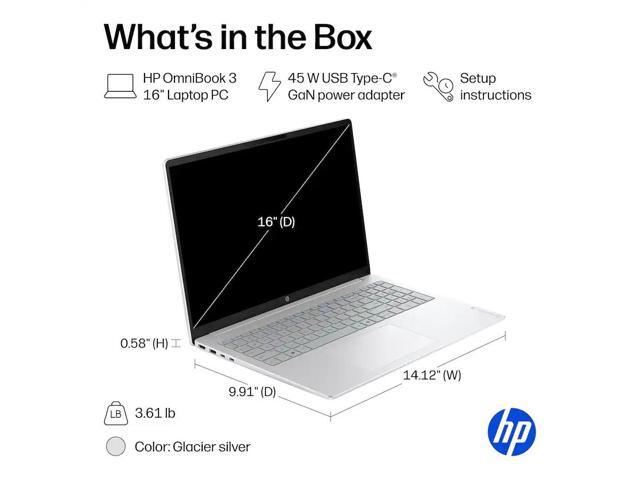 HP - OmniBook 3 - 16" 2K Touchscreen Laptop - AMD Ryzen 5 - 16GB Memory - 256GB SSD - Glacier Silver - image 8