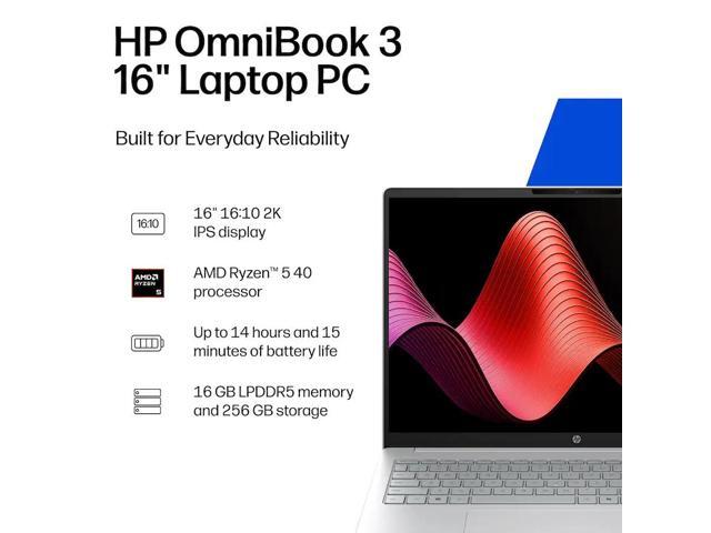 HP - OmniBook 3 - 16" 2K Touchscreen Laptop - AMD Ryzen 5 - 16GB Memory - 256GB SSD - Glacier Silver - image 7