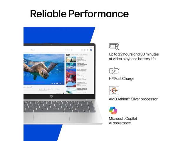 HP - 14" Laptop - AMD Athlon Silver 7120U (2022) - 4GB Memory - 256GB SSD - Natural Silver - image 6