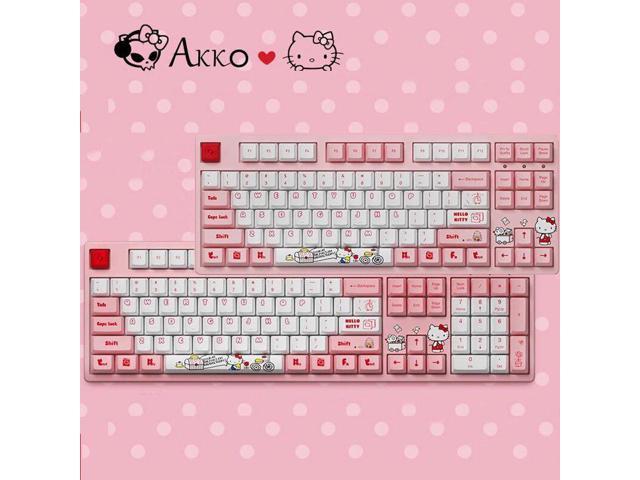 Akko Pink Kitty Cat Wired Mechanical Keyboard 87 100 Keys Cherry Akko TTC Switch Gaming Keyboard For Girl Keyboards