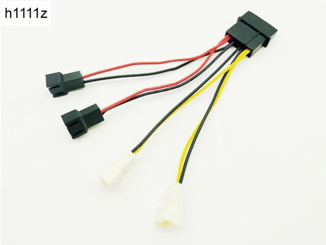 Computer Cooling Fan Power Cables 4Pin Molex to 3Pin Fan Power Cable Adapter Connector 12v*2/5v*2 for CPU PC Case Fan Cables