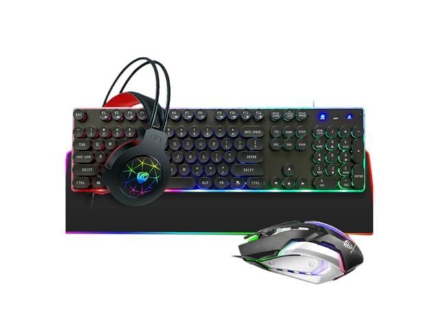 PANTSAN Gaming Keyboard and Mouse Mouse Pad and Gaming Headset Wired Led Rgb Backlight Set Suitable for Pc Gamers 4-In-1