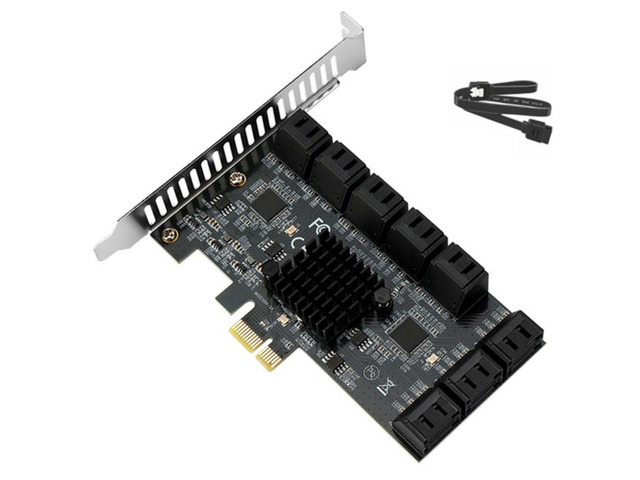 PCIE SATA Expansion Card PCIE 1X to 16-Port SATA3.0 6Gbps SATA III Multi-Port Hard Disk Adapter Riser Card