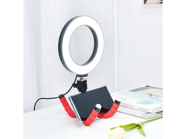 10' Led Selfie Ring Light with Flexible Tripod 360-Degree Rotation Ballhead and Phone Clip Holder for Live Broadcast