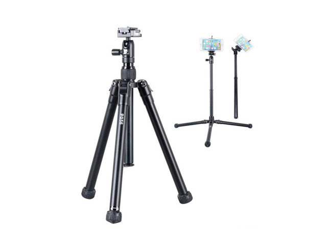 P056 Professional Tripod Stand for Mobile Phone Camera 5 Sections Extendable Selfie Stick Tripod with Quick Release Set
