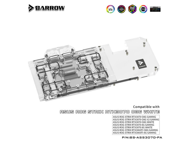 Barrow BS-ASS3070-PA ASUS Raptor 3070 full coverage graphics card cold head radiator Aurora