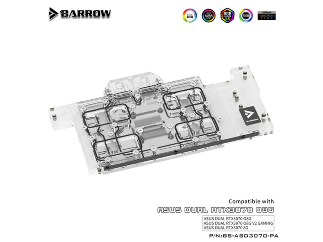 Barrow BS-ASD3070-PA ASUS DUAL 3070 full coverage graphics card cold head radiator Aurora