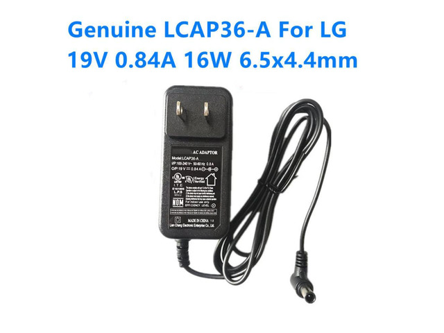 US Plug LCAP36-A 19V 0.84A ADS-18FSG-19 AC Adapter For LG 19M38A 19M38D 19M38H 22MK430H 22MK400A Power Supply Charger