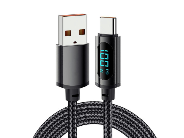 7A USB Type C Cable LED Display PD 100W Fast Charging USB C Data Cord Wire For Laptop Mobile Phone Type-C USB C Cable