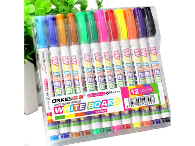 12 Colors Whiteboard Marker Non Toxic Dry Erase Mark Sign Fine Nib Set Supply Office School Supply Students