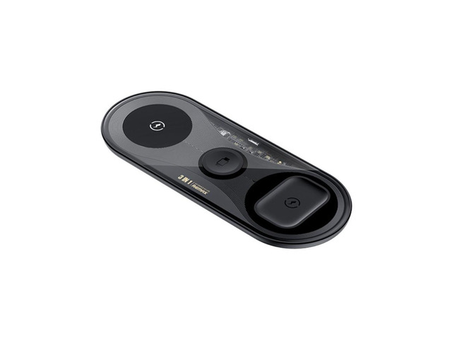 Multifunctional 3-in-1 Fast Wireless Charger, Fast Charging Travel Pad Compact Size Charger Travel Charging Pad