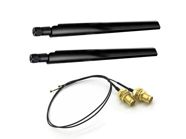 For 2 x 6dBi Dual Band M.2 Antenna Cable to RP-SMA Wifi Antenna Set for BE200 AX210 AX200 9260 9560 8265 NGFF M.2 Card