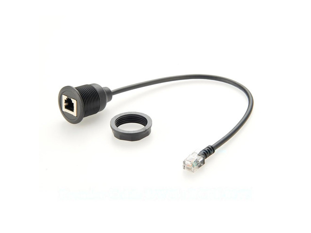 Generic RJ12 6P6C Male to Female Extension Cable Embedded Flush Panel Mount Feedthrough Bulkhead Cable For Telephone LED Grow Light