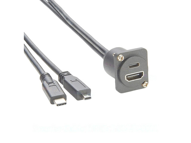 Generic D Type USB 3.1 C & HDMI to Type C Micro HDMI Extension Cable 10G 4K@30hz Chassis Panel Mount Male to Female for Raspberry Pi