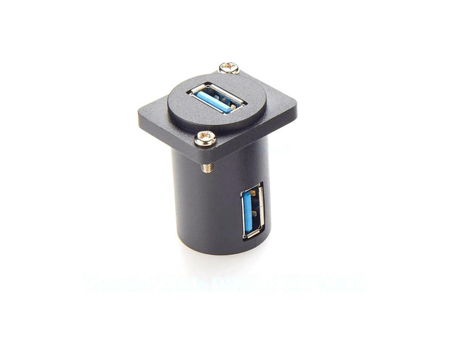 Generic USB 3.0 Panel Mount Adapter Angled Exit USB 3.0 A Female D-type Panel Mount Connector Pass Through Solderless Bulkhead Coupler