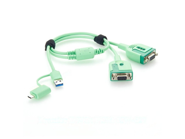 Generic USB-A & USB-C to RS232 Serial Adapter Cable USB to Dual DB9 Female COM Port Converter with FTDI FT232RNL Chip for PLC, CNC