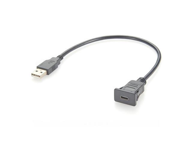 Generic USB A to C Snap-In Panel Mount Cable Square Single Port 480Mbps USB 2.0 to Type C 3.1 Flush Mount Extension Cable With Buckle