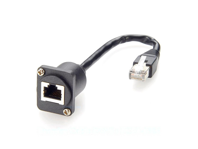 Generic D Type RJ45 Panel Mount Extension Cable RJ45 Male to Female Pass Through Convertor Cable D-Type RJ45 cable plug to jack Cat.5e