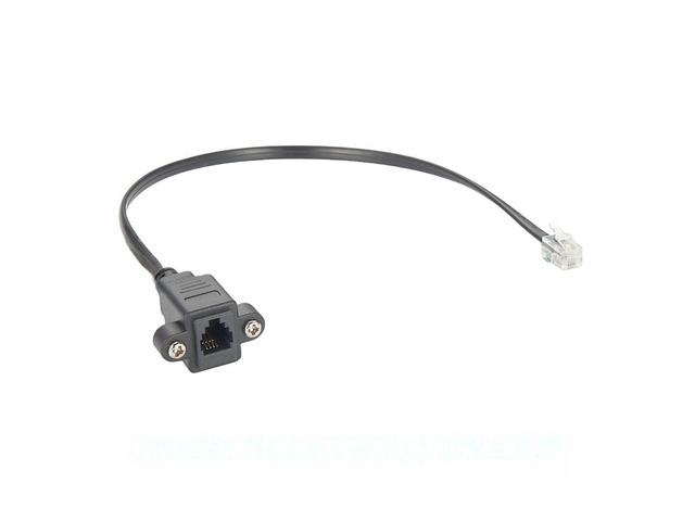 Generic RJ11 RJ10 RJ9 4P4C Convertor Extension Cable Male to Female Panel Mount Srew Lock Flange Chassis Feedthrough Connector Cable