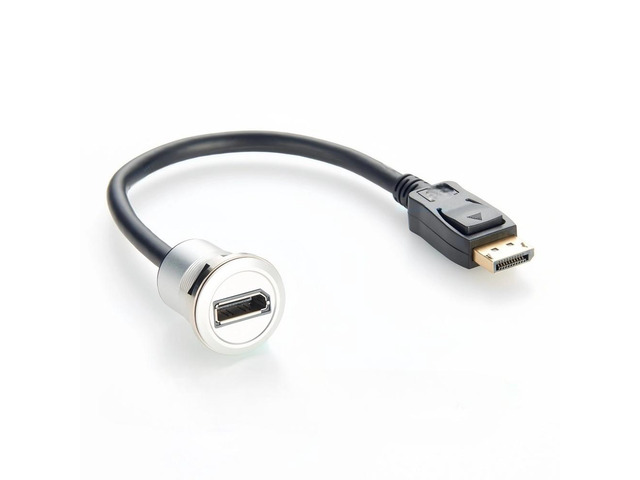 Generic Displayport 1.2 Male to Female Extension Cable 4K@60Hz DP to DP Flush Dash Panel Mount Converter Threaded Fixed for HDTV Audio