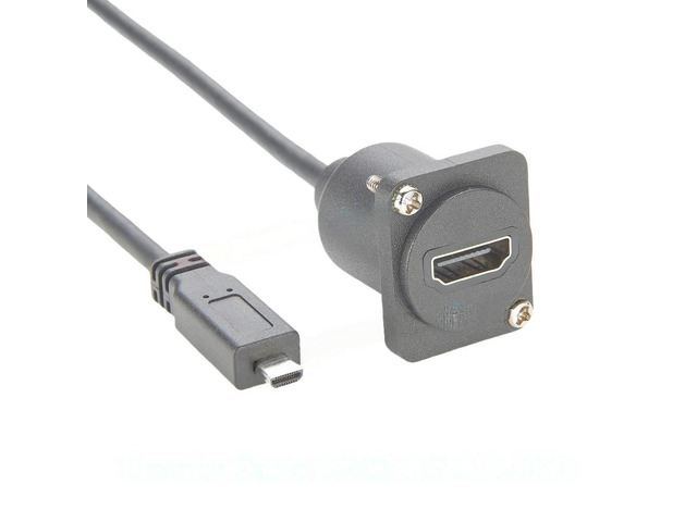 Generic D Type HDMI Female to Micro HDMI Male Extension Cable 4K@30Hz Chassis Flange Panel Mount for Raspberry Pi, TV, Monitor